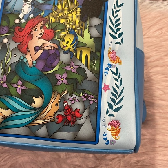 NWT Loungefly Little Mermaid Disney Stained Glass Mini Backpack - Picture 4 of 12